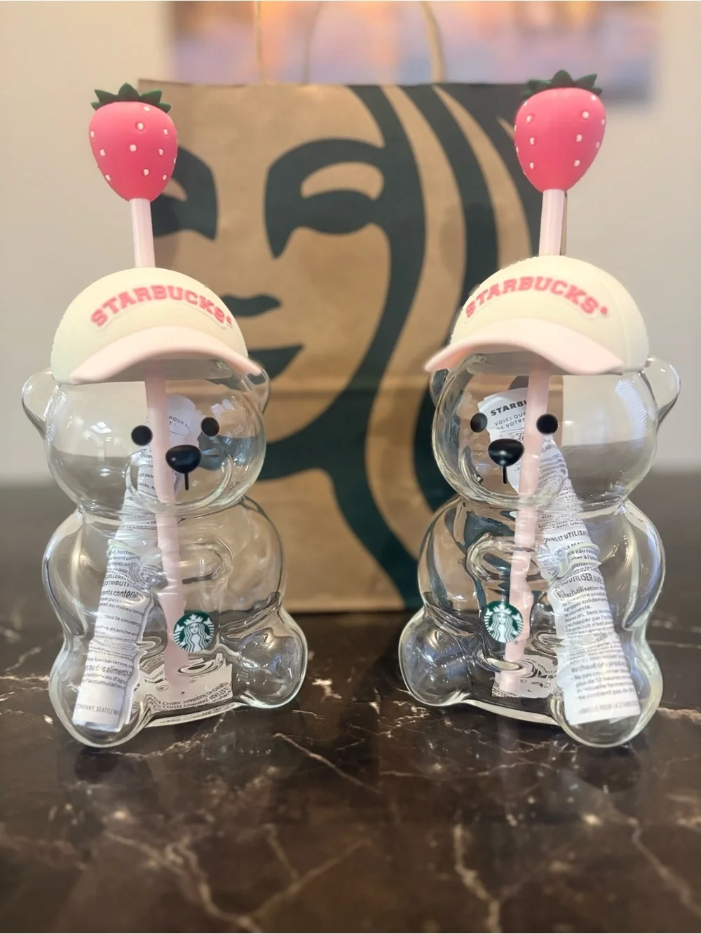 Set of Two Starbucks Bearista Pink Strawberry Cup 2026